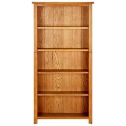 Berkfield Home 5-Tier Bookcase 70x22x140 cm Solid Oak Wood in Brown - Size: 70 x 22 x 140 cm - thumbnail 1