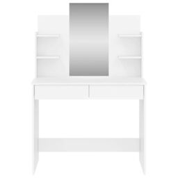 Berkfield Home Dressing Table with Mirror White 96x39x142 cm - Size: 96 x 39 x 142 cm - thumbnail 4