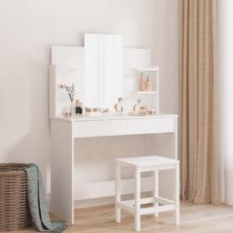 Berkfield Home Dressing Table with Mirror White 96x39x142 cm - Size: 96 x 39 x 142 cm