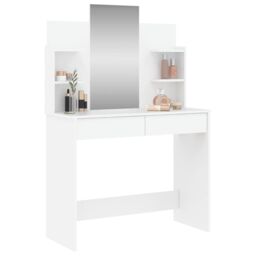Berkfield Home Dressing Table with Mirror White 96x39x142 cm - Size: 96 x 39 x 142 cm - thumbnail 3
