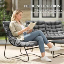 OUTSUNNY 4 PC Garden Furniture Set with Loveseat, Chairs, Table, Grey - thumbnail 4
