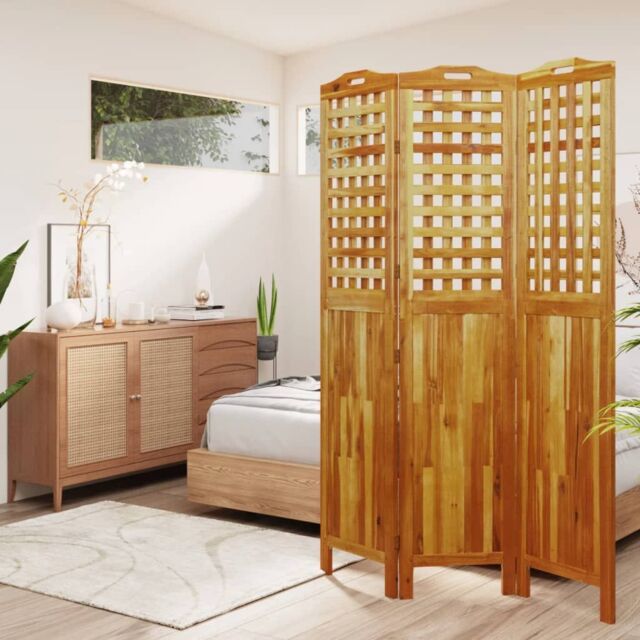 Berkfield Home 3-Panel Room Divider 121.5x2x180 cm Solid Wood Acacia in Brown - image 1
