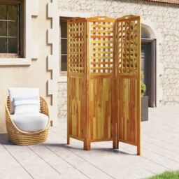 Berkfield Home 3-Panel Room Divider 121.5x2x180 cm Solid Wood Acacia in Brown - thumbnail 3