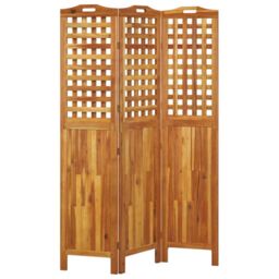 Berkfield Home 3-Panel Room Divider 121.5x2x180 cm Solid Wood Acacia in Brown - thumbnail 4