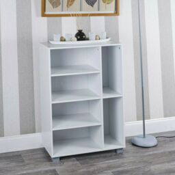EONLION 6 Section Small Side Unit Wooden Bookcase Storage Furniture Living Room Bedroom in White - thumbnail 1