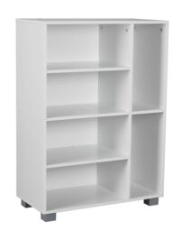 EONLION 6 Section Small Side Unit Wooden Bookcase Storage Furniture Living Room Bedroom in White - thumbnail 2