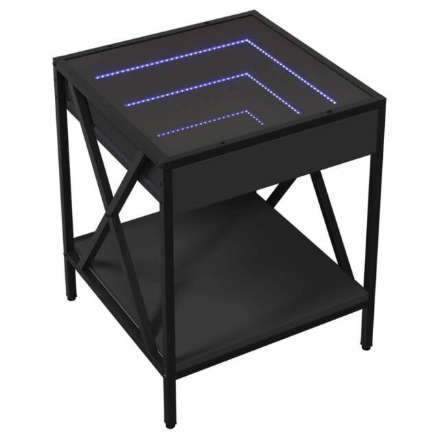 Berkfield Home Decorative Bedside Table with Infinity LED Black 40x40x49 cm - Size: 40 x 40 x 49 cm - image 1