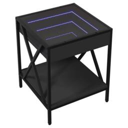 Berkfield Home Decorative Bedside Table with Infinity LED Black 40x40x49 cm - Size: 40 x 40 x 49 cm - thumbnail 1