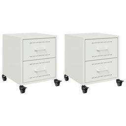 Berkfield Home Bedside Cabinets 2 pcs White 36x39x43.5 cm Steel - thumbnail 2