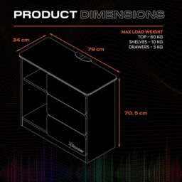 X Rocker Carbon-Tek Chest of 3 Drawers with 2 Shelves & LED Lighting in White - thumbnail 8