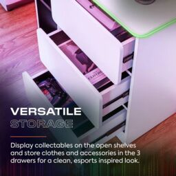 X Rocker Carbon-Tek Chest of 3 Drawers with 2 Shelves & LED Lighting in White - thumbnail 5