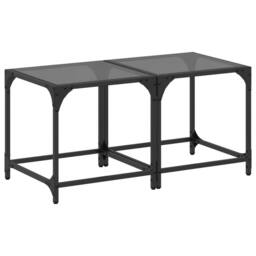Berkfield Home Coffee Tables with Black Glass Top 2 pcs 40x40x40 cm Steel - Size: 40 x 40 x 40 cm - thumbnail 1