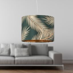 First Choice Lighting Set of 2 Tropica - Dark Green with Gold 25cm Pendant or Lamp Shades - thumbnail 7