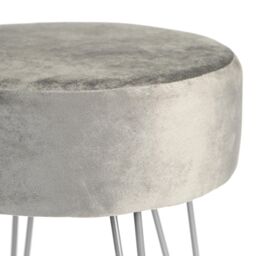 Harbour Housewares Round Velvet Footstool - H40 x D35cm - Silver Legs in Grey - thumbnail 5