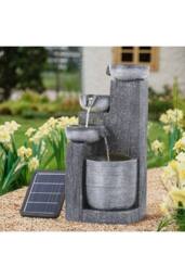 Living and Home Outdoor Solar-Powered Water Fountain Rockery Decor in Natural