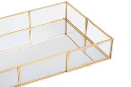 Orsina Glass Jewellery Tray With Mirror Base, Metallic Rectangular Jewelry Tray Organizer, Makeup Organiser in Gold - thumbnail 4
