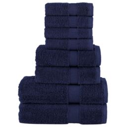 Berkfield Home 8 Piece Premium Towel Set SOLUND Navy Blue 600 gsm - thumbnail 1