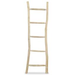 Berkfield Home Towel Ladder with 5 Rungs Teak 45x150 cm Natural - thumbnail 2