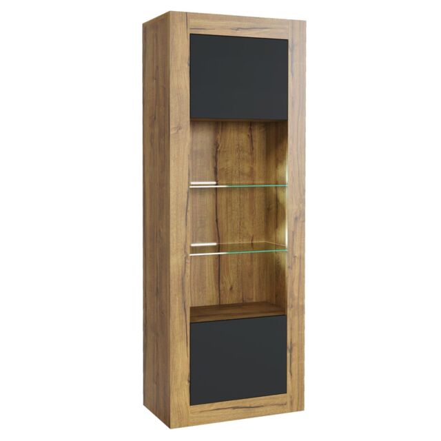 Mex Furniture LTD Display Cabinet with LED Lighting & Matte Doors / 170cm in Brown - image 1