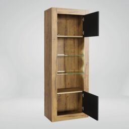 Mex Furniture LTD Display Cabinet with LED Lighting & Matte Doors / 170cm in Brown - thumbnail 5