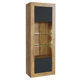Mex Furniture LTD Display Cabinet with LED Lighting & Matte Doors / 170cm in Brown