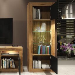 Mex Furniture LTD Display Cabinet with LED Lighting & Matte Doors / 170cm in Brown - thumbnail 4