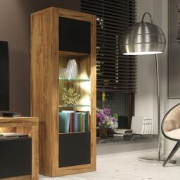 Mex Furniture LTD Display Cabinet with LED Lighting & Matte Doors / 170cm in Brown - thumbnail 2