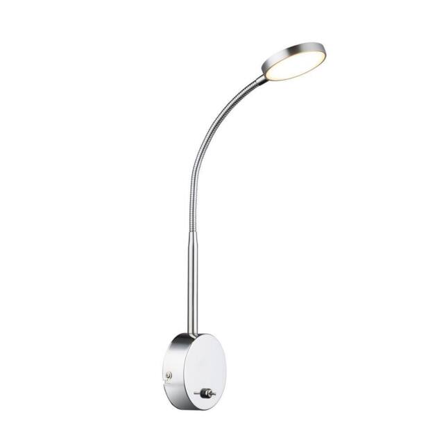Netlighting Pegasi Reading Wall Light Chrome Satined Glass Shade LED 3000K in Grey - image 1
