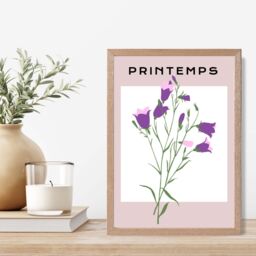 ARTZE Purple Wildflower Plant Flower Market Simplicity Framed Print SIZE: A2 with Oak Frame - thumbnail 2