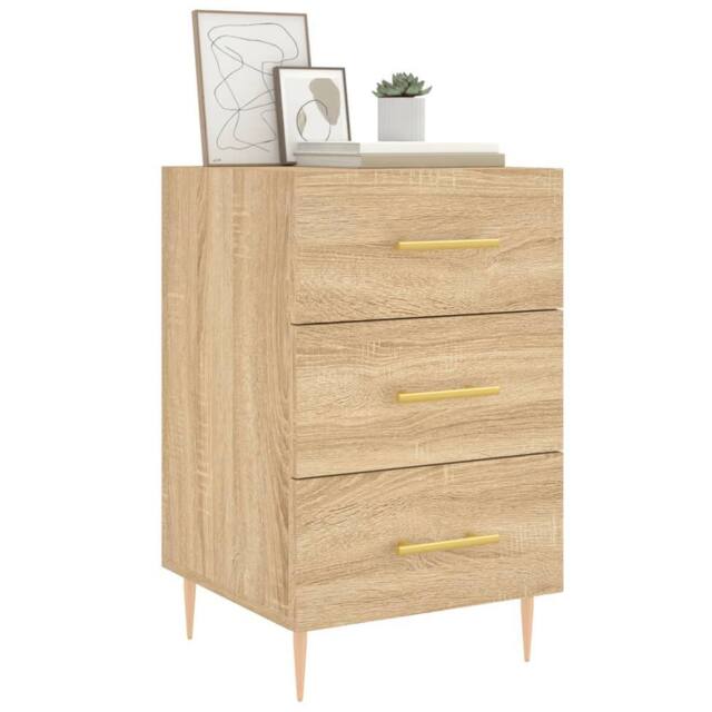 Berkfield Home Modern Bedside Cabinet Sonoma Oak 40x40x66 cm Engineered Wood in Light Tan - Size: 40 x 40 x 66 cm - image 1