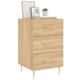 Berkfield Home Modern Bedside Cabinet Sonoma Oak 40x40x66 cm Engineered Wood in Light Tan - Size: 40 x 40 x 66 cm - thumbnail 1