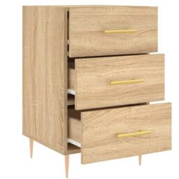Berkfield Home Modern Bedside Cabinet Sonoma Oak 40x40x66 cm Engineered Wood in Light Tan - Size: 40 x 40 x 66 cm - thumbnail 7