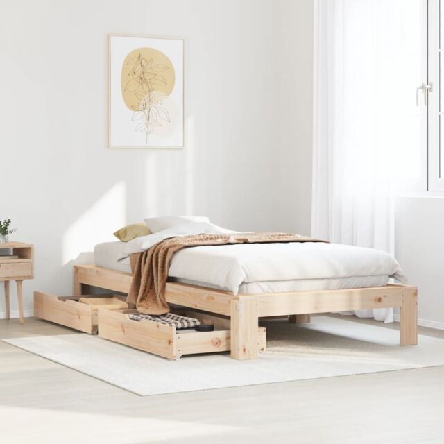 Berkfield Home Bed Frame without Mattress 75x190 cm Small Single Solid Wood Pine in Brown - image 1