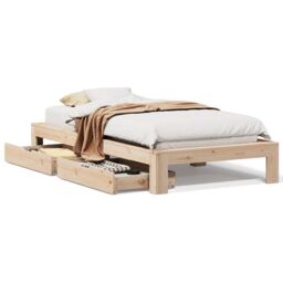 Berkfield Home Bed Frame without Mattress 75x190 cm Small Single Solid Wood Pine in Brown - thumbnail 2