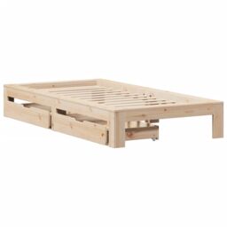 Berkfield Home Bed Frame without Mattress 75x190 cm Small Single Solid Wood Pine in Brown - thumbnail 3