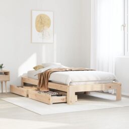 Berkfield Home Bed Frame without Mattress 75x190 cm Small Single Solid Wood Pine in Brown - thumbnail 1