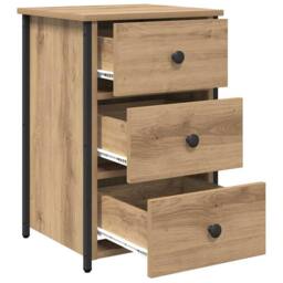 Berkfield Home Artisan Oak Bedside Tables Artisan Oak Engineered Wood Compact in Brown - thumbnail 6