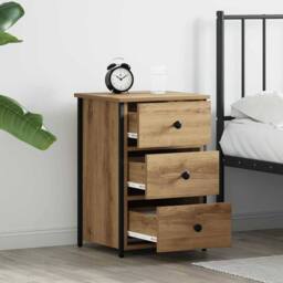 Berkfield Home Artisan Oak Bedside Tables Artisan Oak Engineered Wood Compact in Brown - thumbnail 4