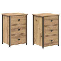 Berkfield Home Artisan Oak Bedside Tables Artisan Oak Engineered Wood Compact in Brown - thumbnail 1