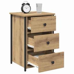 Berkfield Home Artisan Oak Bedside Tables Artisan Oak Engineered Wood Compact in Brown - thumbnail 3