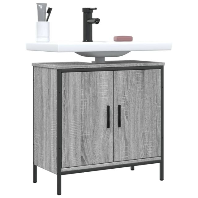Berkfield Home Bathroom Sink Cabinet Grey Sonoma 60x30x60 cm Engineered Wood - Size: 60 x 30 x 60 cm - image 1