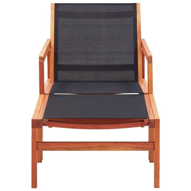 Berkfield Home Garden Chair with Footrest Solid Eucalyptus Wood & Textilene in Black - image 1