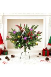 Living and Home 1pcs Artificial Christmas Urn Filler with Berries & Ball - thumbnail 4