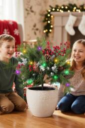 Living and Home 1pcs Artificial Christmas Urn Filler with Berries & Ball - thumbnail 1