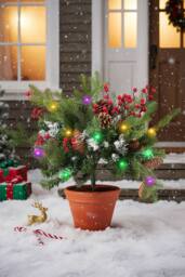 Living and Home 1pcs Artificial Christmas Urn Filler with Berries & Ball - thumbnail 2