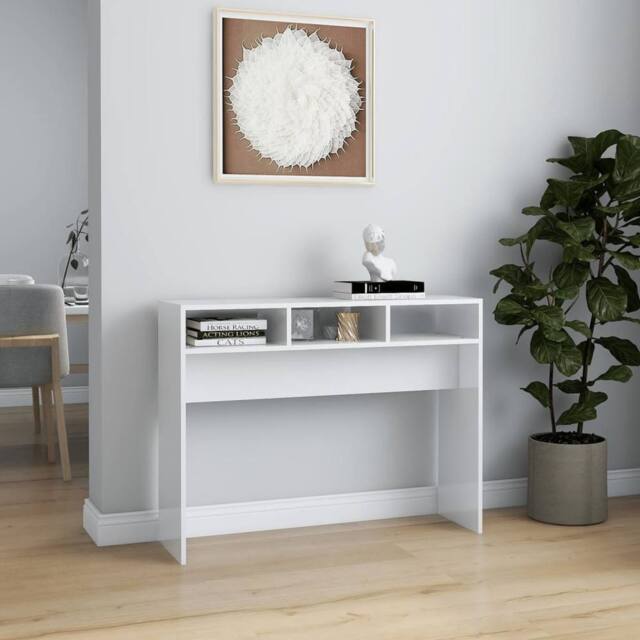 Berkfield Home Decorative Console Table High Gloss White 105x30x80 cm Engineered Wood - Size: 105 x 30 x 80 cm - image 1