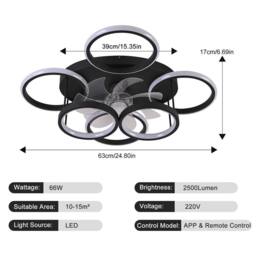 NIVOR 7 Blade Dimmable 6 LED Ceiling Fan with Remote APP Adjustable in Black - thumbnail 2