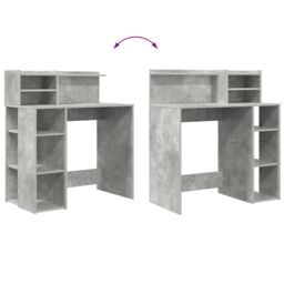 Berkfield Home Desk with Storage Concrete Grey 90x48x101.5 cm Engineered wood - thumbnail 8