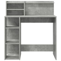 Berkfield Home Desk with Storage Concrete Grey 90x48x101.5 cm Engineered wood - thumbnail 4
