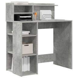 Berkfield Home Desk with Storage Concrete Grey 90x48x101.5 cm Engineered wood - thumbnail 3